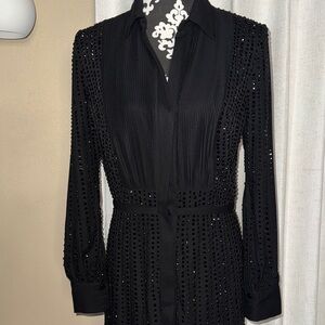Terani Couture Black Beaded Long Sleeve Dress